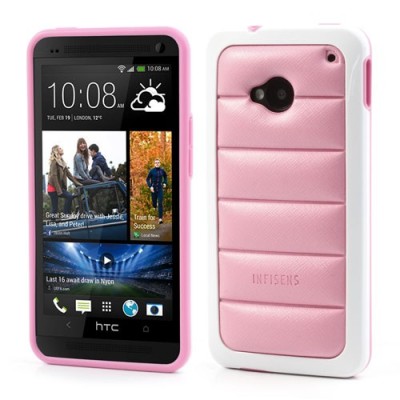 „Infisens“ Hybrid Bumper HTC One M7 rožinis dėklas (Dėkliukas) / Priedai.lt