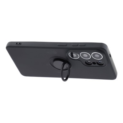 „Dechen“ Ring Kickstand kieto silikono (TPU) dėklas - juodas (Galaxy S26 Ultra)