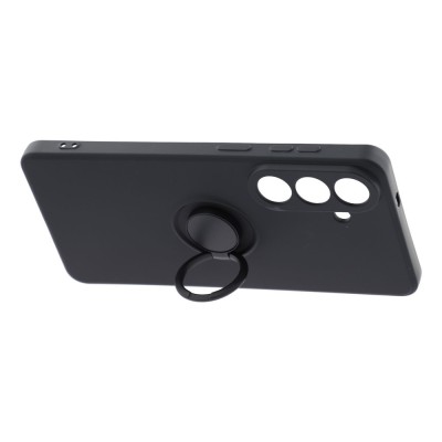 "Dechen" Ring Kickstand hard silicone (TPU) case cover - Black (Galaxy S26+)
