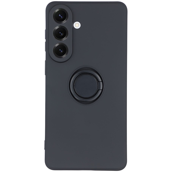 "Dechen" Ring Kickstand hard silicone (TPU) case cover - Black (Galaxy S26+)