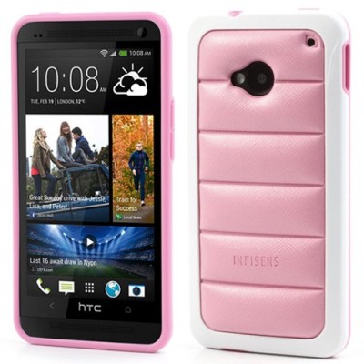 „Infisens“ Hybrid Bumper HTC One M7 rožinis dėklas (Dėkliukas) / Priedai.lt