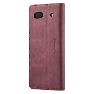 "CaseMe" Retro solīds atvēramais ādas maciņš - bordo (Pixel 6A)