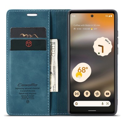 "CaseMe" Retro solīds atvēramais ādas maciņš - zaļš (Pixel 6A)