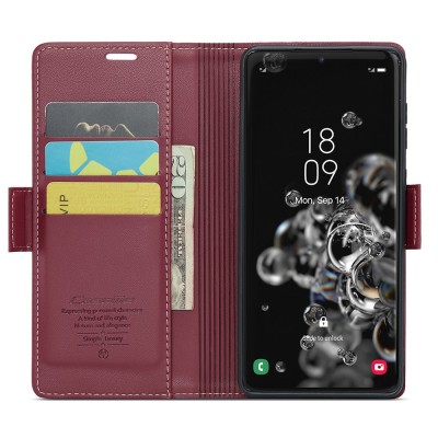 "CaseMe" Leather atvēramais ādas maciņš - bordo (Galaxy S20 Ultra)