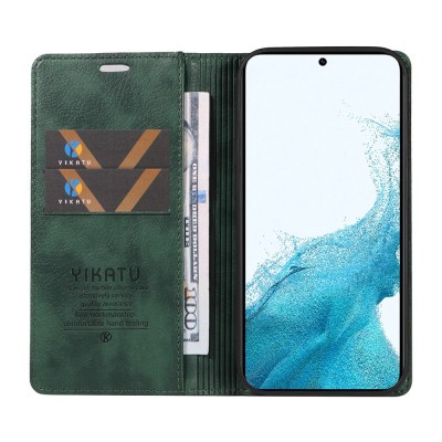 "YIKATU" Split atvērams maciņš - zaļš (Galaxy S22 5G)