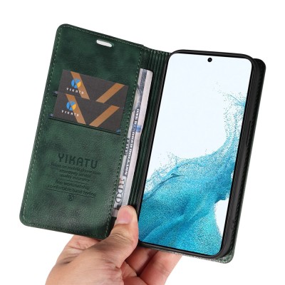 "YIKATU" Split atvērams maciņš - zaļš (Galaxy S22 5G)