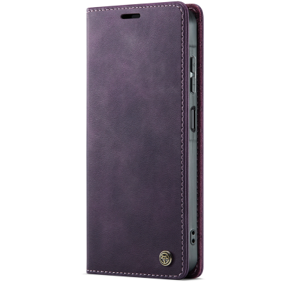 "CaseMe" Retro Skin atvēramais ādas maciņš - violets (Galaxy S26 Ultra)