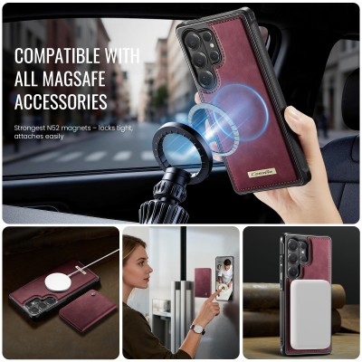 „CASEME“ Wallet apvalks - bordo (Galaxy S26 Ultra)