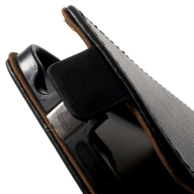 Samsung Galaxy Trend 2 G313 klasisks ādas vertikāli atvēramais melns futrālis / Vacins.lv