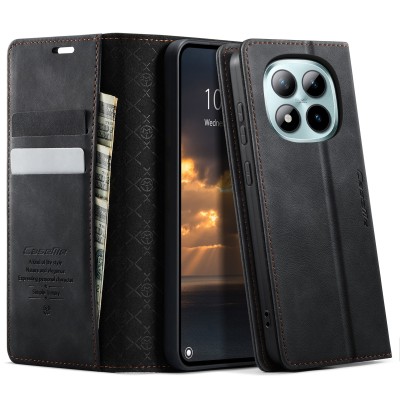 "CaseMe" Retro Skin atvēramais ādas maciņš - melns (Poco M8 Pro / Redmi Note 15 Pro+)