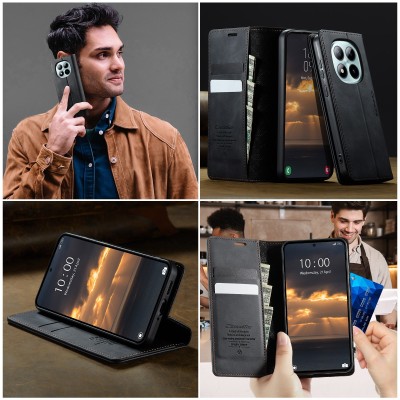 „CaseMe“ Retro Skin atverčiamas dėklas - juodas (Poco M8 Pro / Redmi Note 15 Pro+)