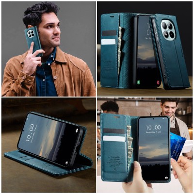 "CaseMe" Retro Skin atvēramais ādas maciņš - zaļš (Poco M8 Pro / Redmi Note 15 Pro+)