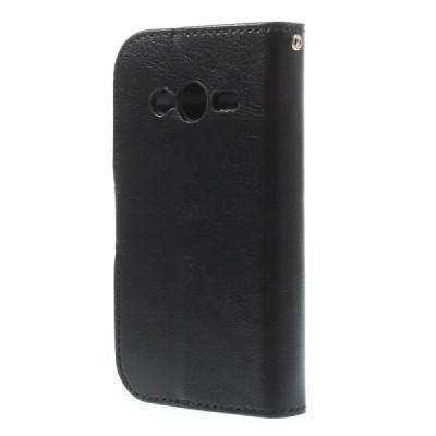 Samsung Galaxy Trend 2 G313 atverčiamas juodas odinis dėklas - piniginė / Priedai.lt