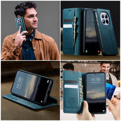 "CaseMe" Retro Skin atvēramais ādas maciņš - zaļš (Redmi Note 15 Pro 5G)