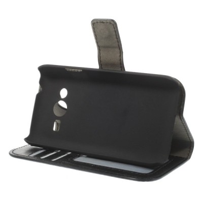Samsung Galaxy Trend 2 G313 atverčiamas juodas odinis dėklas - piniginė / Priedai.lt