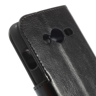 Samsung Galaxy Trend 2 G313 atverčiamas juodas odinis dėklas - piniginė / Priedai.lt