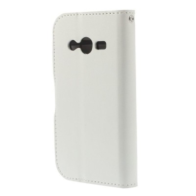 Samsung Galaxy Trend 2 G313 atvēramais balts ādas maciņš / Vacins.lv