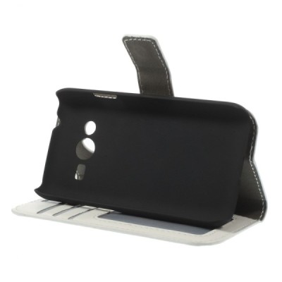 Samsung Galaxy Trend 2 G313 atvēramais balts ādas maciņš / Vacins.lv