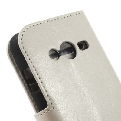 Samsung Galaxy Trend 2 G313 atvēramais balts ādas maciņš / Vacins.lv