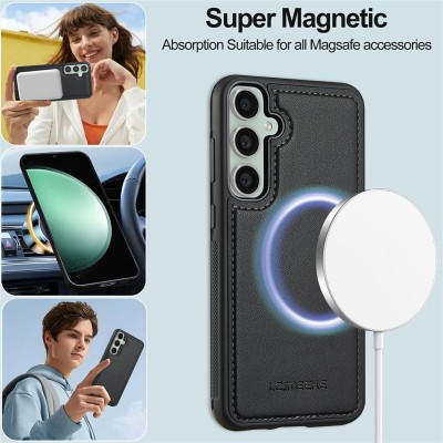 „LC.IMEEKE“ Magsafe atverčiamas 2-in-1 dėklas, knygutė - juodas (Galaxy A57)