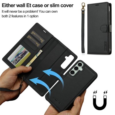 "LC.IMEEKE" MagSafe 2-in-1 Flip Case - Black (Galaxy A57)