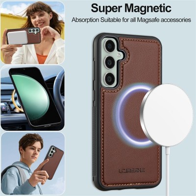 "LC.IMEEKE" MagSafe 2-ühes klapiga ümbris - pruun (Galaxy A57)