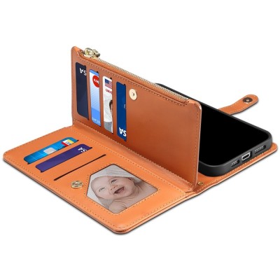 "ESEBLE" solīds maciņš ar noņemamu maku - brūns (Galaxy S26)