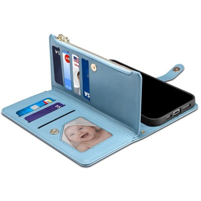 „ESEBLE“ Retro Solid kaaned eemaldatava rahakotiga - sinine (Galaxy A57)