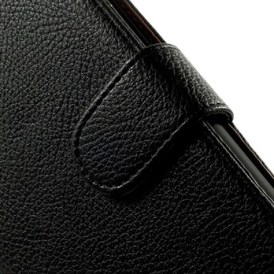 Huawei Ascend G7 atvēramais melns ādas Litchi maciņš - maciņš / Vacins.lv