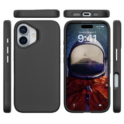 „TUTU“ Shockproof kõva silikoonümbris - must (iPhone 16)