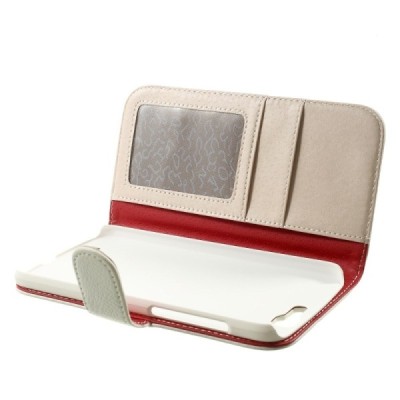 Huawei Ascend G7 atvēramais balts ādas Litchi maciņš - maciņš / Vacins.lv