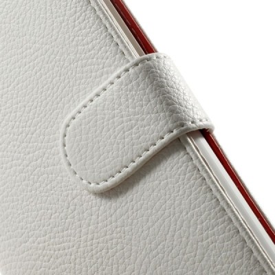 Huawei Ascend G7 atvēramais balts ādas Litchi maciņš - maciņš / Vacins.lv