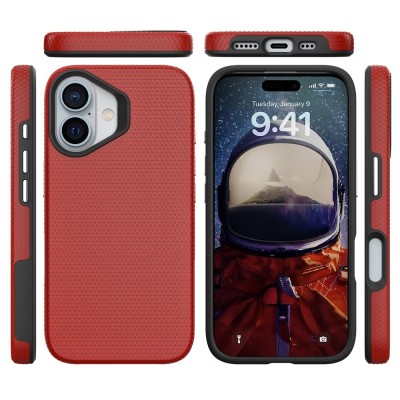 „TUKU“ Shockproof kieto silikono  dėklas - raudonas (iPhone 16)