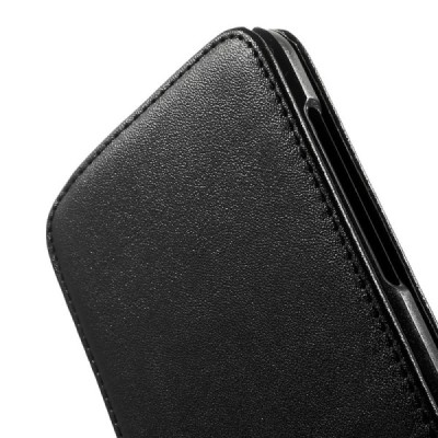 Huawei Ascend G7 klasikinis vertikaliai atverčiamas juodas odinis dėklas / Priedai.lt