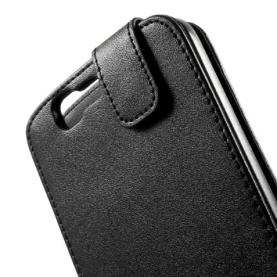 Huawei Ascend G7 klasikinis vertikaliai atverčiamas juodas odinis dėklas / Priedai.lt