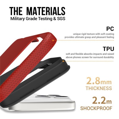 „TUTU“ Shockproof ciets silikona korpuss - sarkans (iPhone 17 Pro)