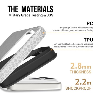 „TUKU“ Shockproof kieto silikono  dėklas - sidabrinis (iPhone 17 Pro)