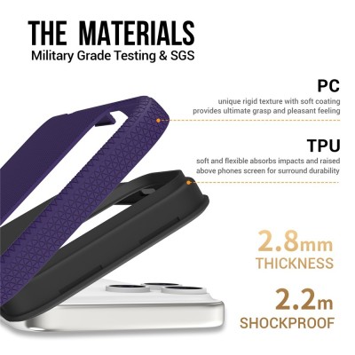 „TUKU“ Shockproof kieto silikono  dėklas - violetinis (iPhone 17 Pro)