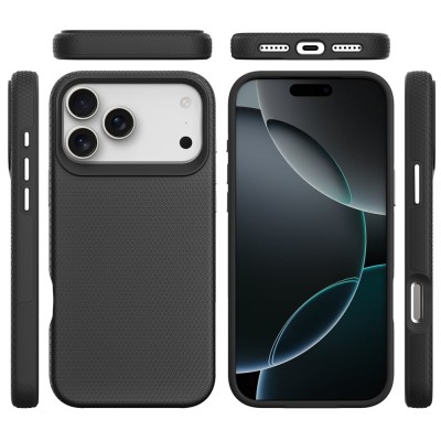 „TUKU“ Shockproof kieto silikono  dėklas - juodas (iPhone 17 Pro Max)