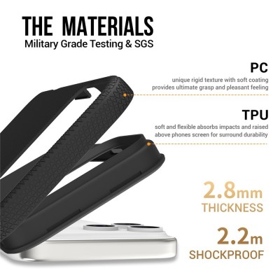 „TUKU“ Shockproof kieto silikono  dėklas - juodas (iPhone 17 Pro Max)