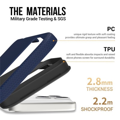 „TUTU“ Shockproof kieto silikono  dėklas - tamsiai mėlynas (iPhone 17 Pro Max)