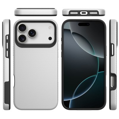 „TUKU“ Shockproof kieto silikono  dėklas - sidabrinis (iPhone 17 Pro Max)