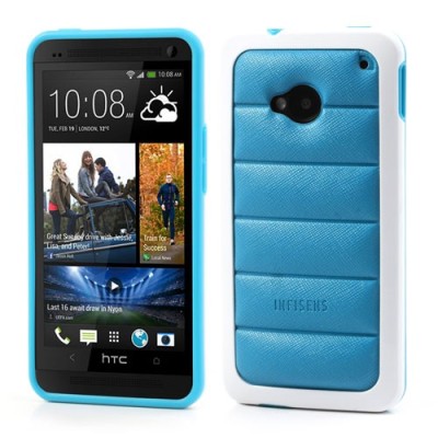 „Infisens“ Hybrid Bumper HTC One M7 šviesiai mėlynas dėklas (Dėkliukas) / Priedai.lt