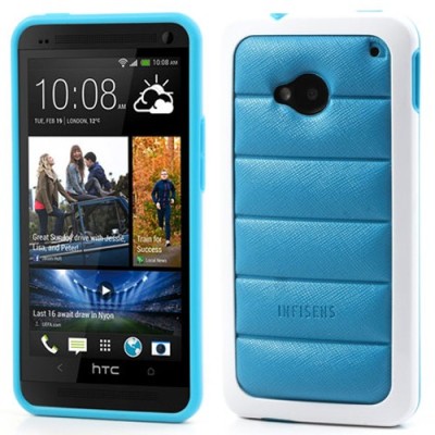 „Infisens“ Hybrid Bumper HTC One M7 šviesiai mėlynas dėklas (Dėkliukas) / Priedai.lt