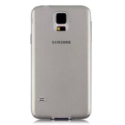Samsung Galaxy S5 (S5 Neo) skaidrus (permatomas) kieto silikono TPU ploniausias pasaulyje pilkas dėklas / Priedai.lt