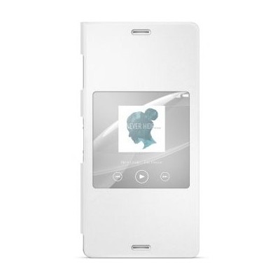 Oficialius Sony Xperia Z3 Style Cover Window baltas atverčiamas dėklas SCR24 / Priedai.lt