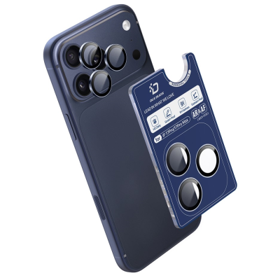 „DUX DUCIS“ apsauginis galinės kameros stiklas 0.3 mm - juodas (iPhone 17 Pro Max / iPhone 17 Pro)