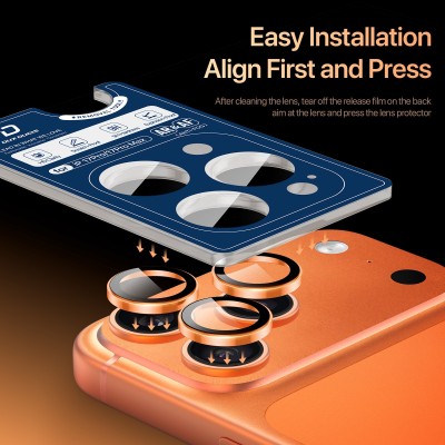 „DUX DUCIS“ apsauginis galinės kameros stiklas 0.3 mm - juodas (iPhone 17 Pro Max / iPhone 17 Pro)