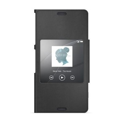 Oficiāls Sony Xperia Z3 Compact Style Cover Window melns atvērams maciņš SCR26 / Vacins.lv