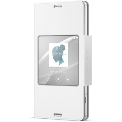 Oficiāls Sony Xperia Z3 Compact Style Cover Window balts atvērams maciņš SCR26 / Vacins.lv